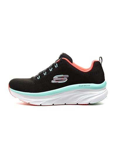 Skechers Damen D'LUX Walker Fresh Finesse Sneaker, Black Mesh/Mint Trim, 38 EU von Skechers