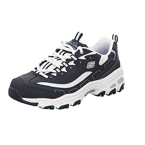 Skechers Damen D'lites Biggest Fan Sneaker, Navy Trubuck White Mesh Carolina Blue Trim, 38.5 EU von Skechers