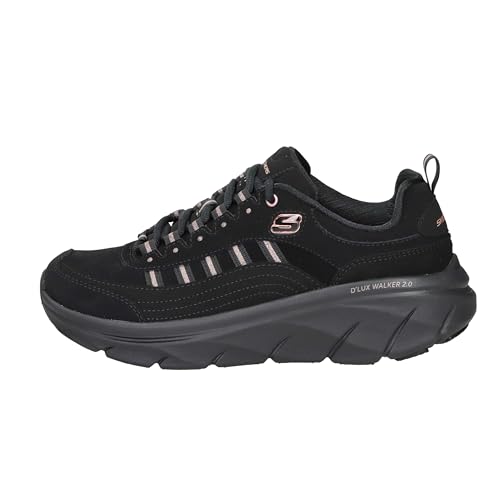 Skechers Damen D'Lux Walker 2.0 Step Sneaker, Black Leather/Rose Gold Trim, 37.5 EU Skechers Damen D'Lux Walker 2.0 Step Sneaker, Black Leather/Rose Gold Trim, 37.5 EU von Skechers