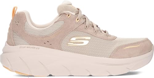 Skechers Damen D'Lux Walker 2.0 Autumn Sun Sneaker, Taupe Suede/Mesh/Orange Trim, 39 EU von Skechers
