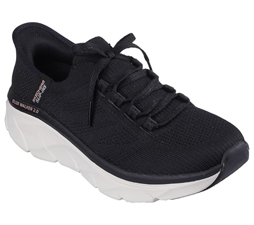 Skechers Damen D'Lux Walker 2.0 Thrill Movement Sneaker, Black Knit/Tan Trim, 37.5 EU von Skechers