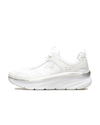 Skechers Damen D'lux Walker Infinite Motion Sneakers, White Silver Leather White Mesh Silver, 36 EU von Skechers