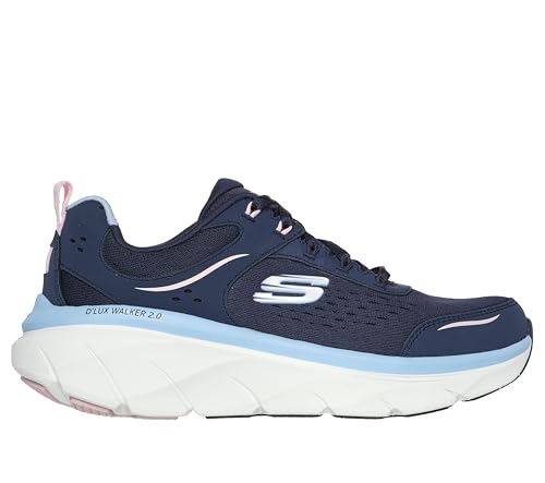 Skechers Damen Daisy Doll D'Lux Walker 2.0 Gänseblümchen-Puppe, Navy Leather/Mesh/Pink & Blue Trim, 36.5 EU von Skechers