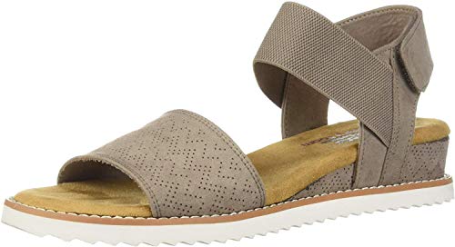 Skechers Damen Desert Kiss-Stretch Quarter Strap Flache Sandale, Taupe, 39 EU von Skechers