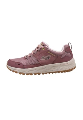 Skechers Damen Escape Plan Endless Pursuit Sneakers, Mauve Leder Mesh Gelb Rand, 37 EU von Skechers