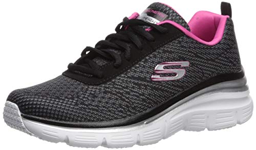 Skechers Damen Fashion Fit-bold Boundaries Sneaker, Black Mesh Hot Pink Tirm, 38.5 EU von Skechers