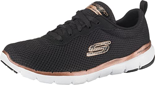 Skechers Damen Flex Appeal 3.0 First Insight Sneaker, Black Mesh Rose Gold Trim, 35.5 EU von Skechers