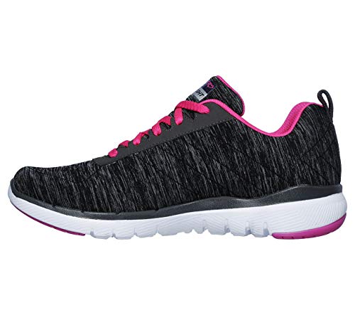 Skechers Damen Flex Appeal 3.0 INSIDERS Sneaker, Black & Charcoal Mesh/Hot Pink Trim, 37.5 EU von Skechers