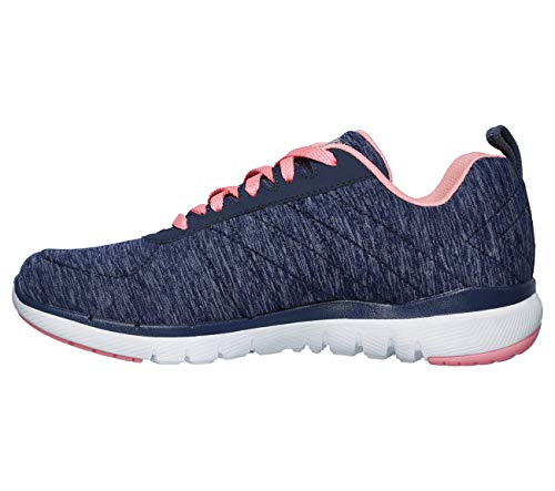 Skechers Damen Flex Appeal 3.0 INSIDERS Sneaker, Navy Mesh/Coral Trim, 39 EU von Skechers