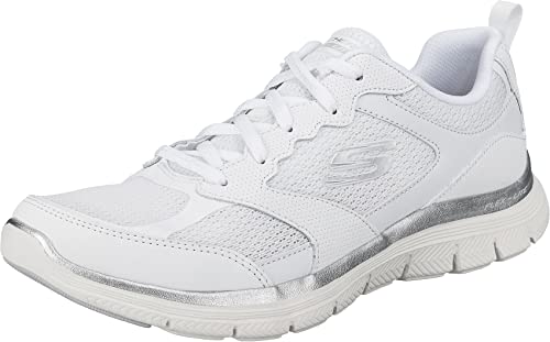 Skechers Damen Flex Appeal 4.0 Active Flow Sneaker, White Leather Mesh Trim, 37.5 EU Skechers Damen Flex Appeal 4.0 Active Flow Sneaker, White Leather Mesh Trim, 37.5 EU von Skechers