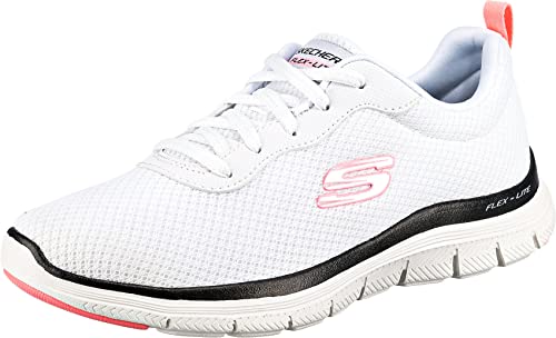 Skechers Damen Flex Appeal 4.0 Brilliant View sneakers,sports shoes, White Mesh Black Pink Trim, 38.5 EU von Skechers