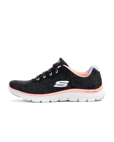 Skechers Damen Flex Appeal 4.0 Fresh Move Sneaker, Black Mesh Coral Lavender Trim, 38.5 EU von Skechers