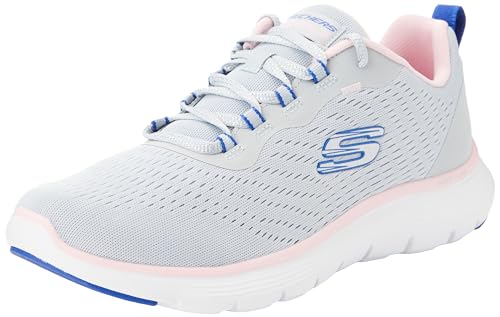 Skechers Damen Flex Appeal 5.0, Graues Netzgewebe, blau-rosa Rand, 36.5 EU von Skechers