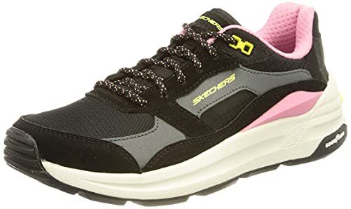 Skechers Damen GLOBAL Jogger Full Envy Sneaker, Black Suede Mesh Pink Trim, 37 EU von Skechers