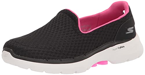 Skechers Women's GO Walk 6 Big Splash Sneaker, Schwarz/Heißrosa, 35 EU von Skechers