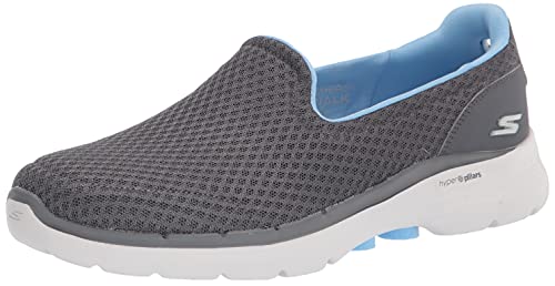 Skechers Damen Go Walk 6 Big Splash Sneaker, Grey Textile Blue Trim, 41 EU von Skechers