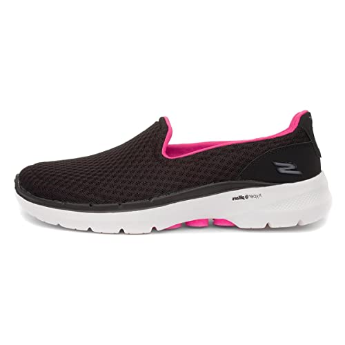 Skechers Damen GO Walk 6 Big Splash Sneaker, Black Textile/Pink Trim, 36 EU von Skechers