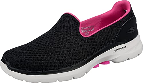 Skechers Women's GO Walk 6 Big Splash Sneaker, Schwarz/Heißrosa, 39 EU von Skechers