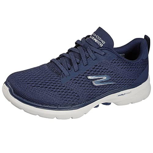 Skechers Damen GO Walk 6 Bold Vision Sneakers,Sports Shoes, Navy Textile/White Trim, 36 EU von Skechers