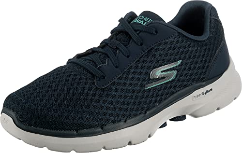 Skechers Damen Go Walk 6 Iconic Vision Sneaker, Navy Textile Turquoise Trim, 43 EU von Skechers