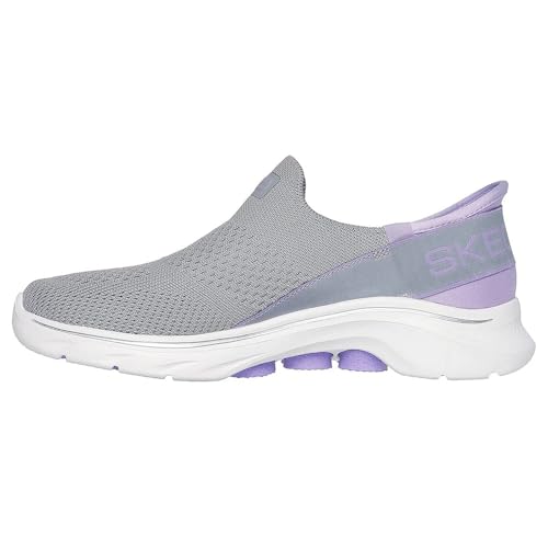 Skechers Damen GO Walk 7 MIA, Grau Textil Lavendel Trim, 35.5 EU von Skechers