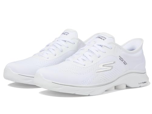 Skechers Damen Go Walk 7 Valin, Weißer Textilrand mit schwarzem Rand, 41 EU von Skechers