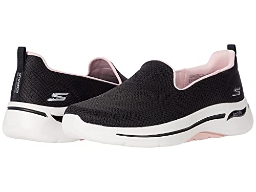 Skechers Damen GO Walk Arch FIT Grateful Sneaker, Black Textile/Pink Trim, 39 EU von Skechers