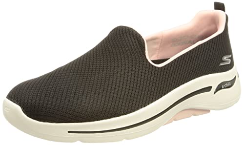 Skechers Damen GO Walk Arch FIT Grateful Sneaker, Black Textile/Pink Trim, 39 EU von Skechers