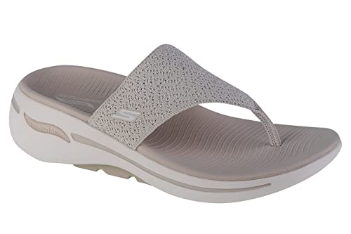 Skechers Damen Go Walk Arch Fit Weekender Sandale, Natural Textile, 41 EU von Skechers