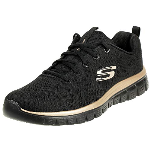 Skechers Damen Graceful Get Connected Sneakers, Schwarz Rose Gold, 37.5 EU von Skechers