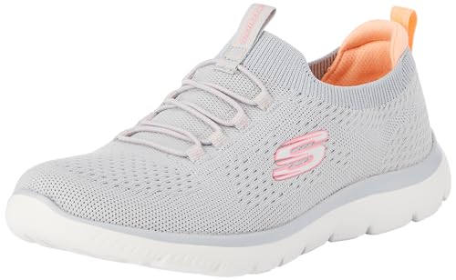 Skechers Damen Gipfel, Grauer gestrickter rosa Korallenbesatz, 35.5 EU von Skechers