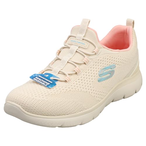 Skechers Damen Gipfel Neue Natur, Natürlicher Strick, rosa Aqua-Rand, 38 EU von Skechers