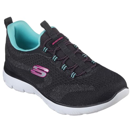 Skechers Damen Gipfel Neue Natur, Schwarz gestrickt rosa Aqua Trim, 35.5 EU von Skechers