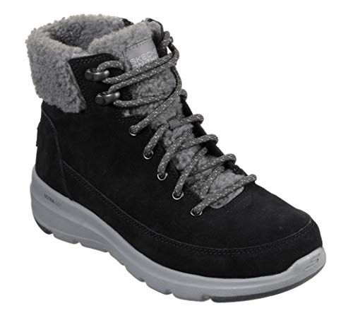 Skechers Damen Glacial Ultra Woodlands Schneestiefel, Black Suede Gray Trim, 36 EU von Skechers