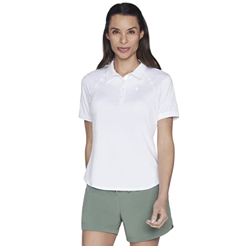 Skechers Damen Go Dri Swift Club Polo Polohemd, Weiss/opulenter Garten, Mittel von Skechers