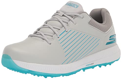 Skechers Damen Go Golf Elite 5 Arch Fit Wasserdichter Golfschuh Sneaker, Grau/Türkis, 39 EU von Skechers