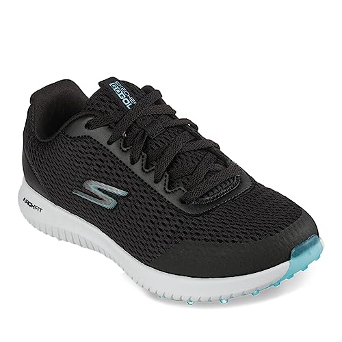 Skechers Damen Go Max Arch Fit Spikeless Golf Shoe Sneaker, Schwarz/Türkis-Mesh, 36 EU von Skechers