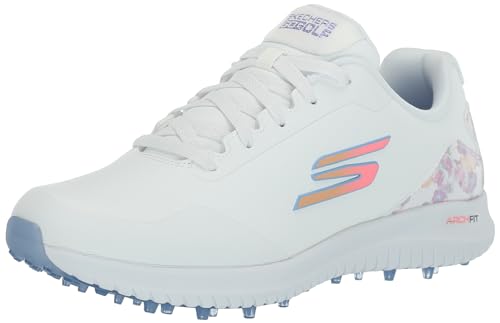 Skechers Damen Max Arch Fit Golfschuh Sneaker, Weißes Blumenmuster, wasserdicht, 38.5 EU von Skechers