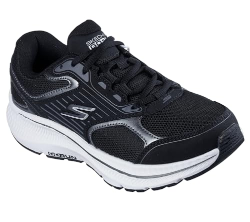 Skechers Damen Go Run Consistent 2.0 Advantage Sneaker, Black Leather/White Trim/Metallic Trim, 40 EU von Skechers