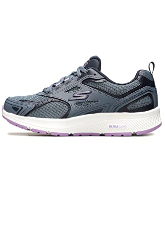 Skechers Damen Go Run Consistent Sneaker, Blue Leather Purple Trim, 38.5 EU von Skechers