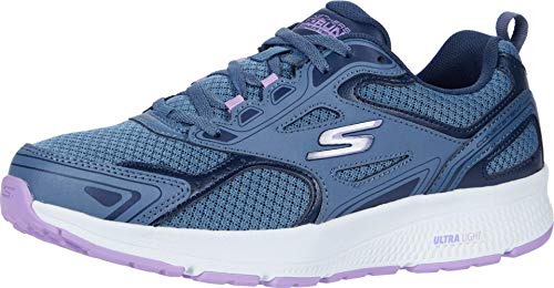 Skechers Damen Go Run Consistent Sneaker, Blue Leather Purple Trim, 38.5 EU von Skechers