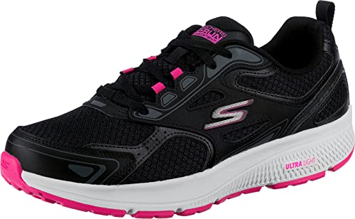 Skechers Damen Go Run Consistent Sneaker, Black Leather Pink Trim, 37.5 EU von Skechers