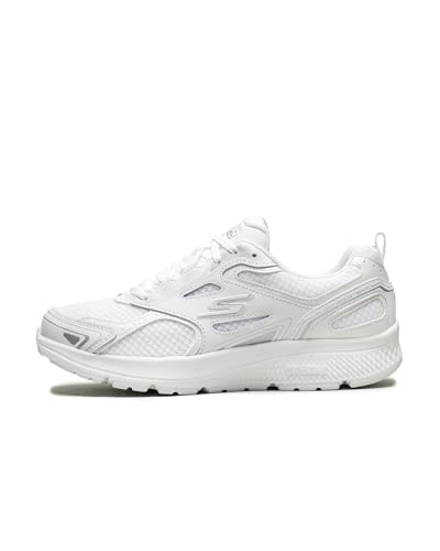 Skechers Damen Go Run Consistent Sneakers, White Leather Silver Trim, 38 EU von Skechers