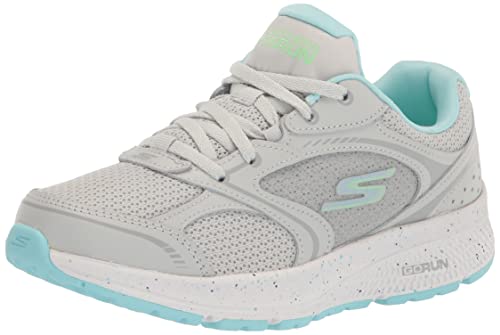 Skechers Damen Go Run Consistent-Vivid Horizon Sneaker, Graues Leder, Blauer Rand, 41 EU von Skechers