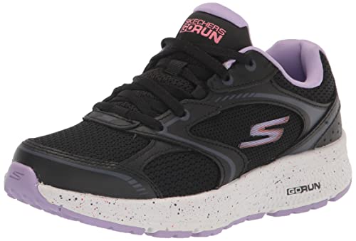 Skechers Damen Go Run consistent Vivid Horizon Sneaker, Schwarzes Leder mit Lavendelbesatz, 37 EU von Skechers