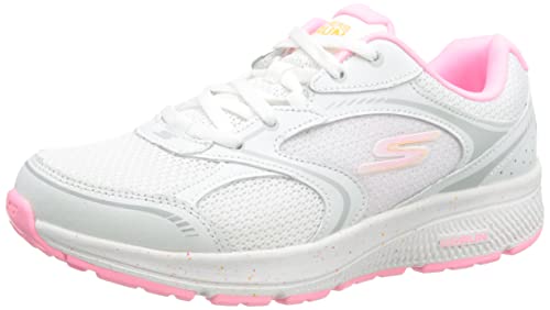 Skechers Damen Go Run consistent Vivid Horizon Sneaker, Weißes Leder mit rosa Rändern, 37 EU von Skechers