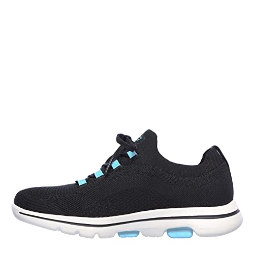 Skechers Damen Go Walk 5 Uprise Sneaker, Black Textile Turquoise Trim, 36 EU von Skechers