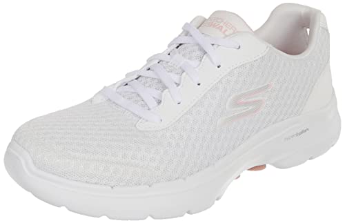 Skechers Damen Go Walk 6 - Iconic Vision Sneaker, Weiß Rosa, 37 EU von Skechers