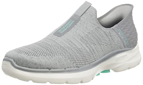 Skechers Damen GO Walk 6 Fabulous View Sneaker, Gray Textile/Trim, 36.5 EU von Skechers