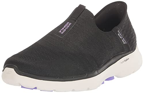 Skechers Damen GO Walk 6 Fabulous View Platform, Black Textile/Lavender Trim, 35.5 EU von Skechers